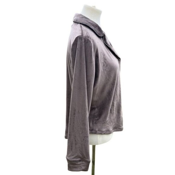 SKIMS Velour Sleep Top In Amethyst Button-Up Pajama Top Size XXS Brown - Picture 4 of 12